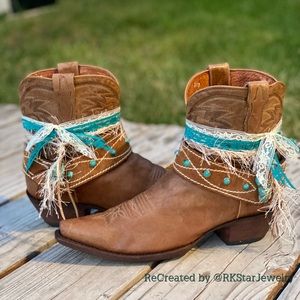 Size 9 Ankle Western Cowgirl Cowboy Boots upcycled